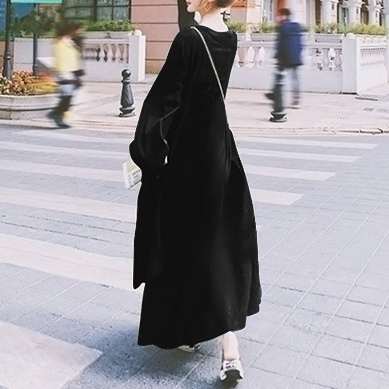 (30% Off Any Two Items)Swing Sleeve V-Neck Ruffle Loose Long Dresses