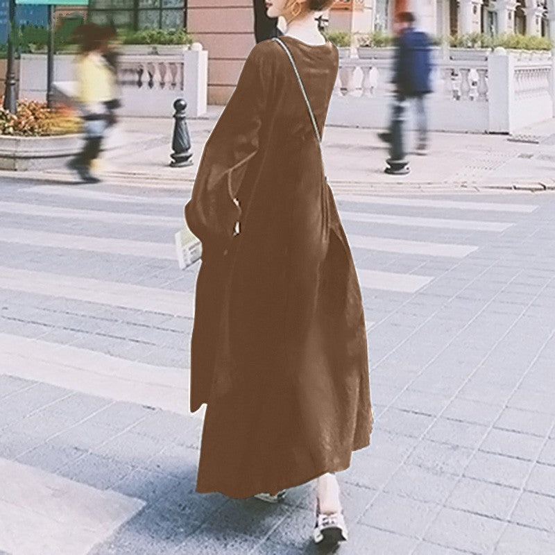(30% Off Any Two Items)Swing Sleeve V-Neck Ruffle Loose Long Dresses