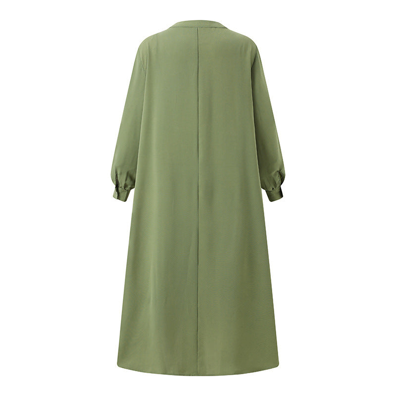 (30% Off Any Two Items)Swing Sleeve V-Neck Ruffle Loose Long Dresses