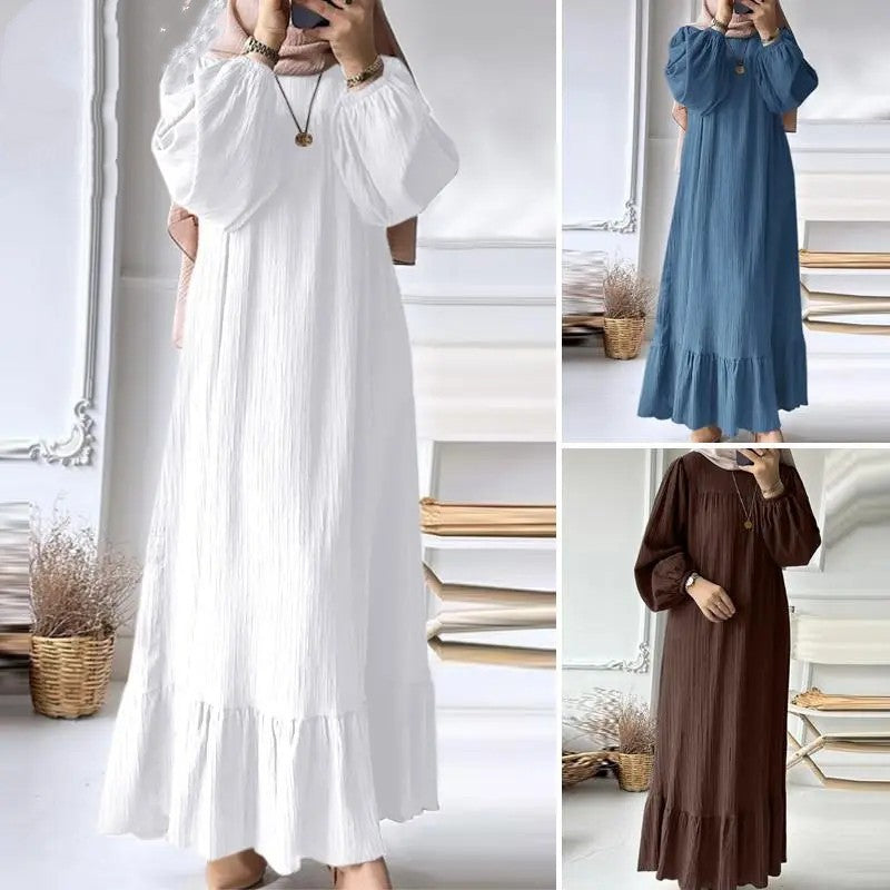 （25% Off Any Two Items）Dress Vintage Solid Ruffle Hem Sundresses