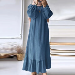 （25% Off Any Two Items）Dress Vintage Solid Ruffle Hem Sundresses