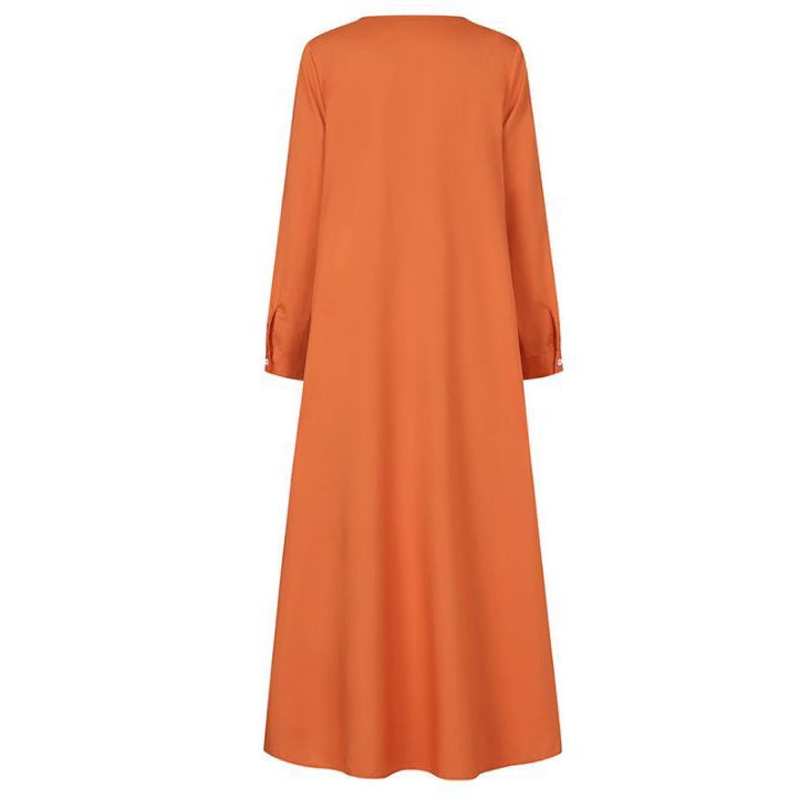 Loose Temperament Commuter Home Cardigan Long Solid Color Cotton Linen Dress