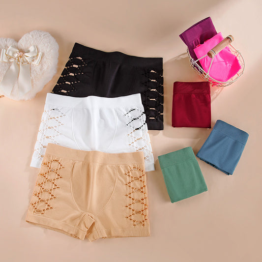 Hollow Sexy Seamless Panties Women Fitness Ladies Mid Waist Boxer Briefs Comfortable Breathable Shorts