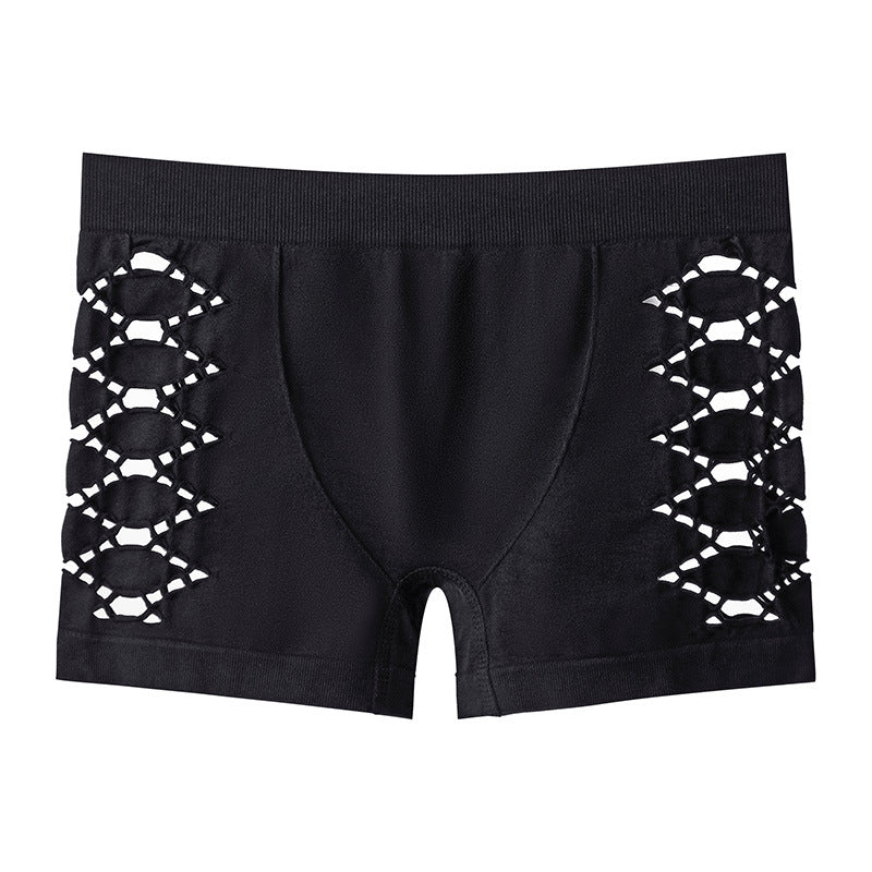 Hollow Sexy Seamless Panties Women Fitness Ladies Mid Waist Boxer Briefs Comfortable Breathable Shorts