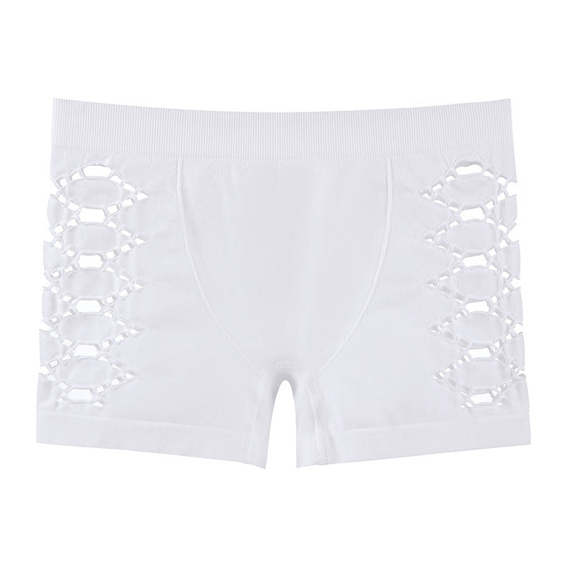Hollow Sexy Seamless Panties Women Fitness Ladies Mid Waist Boxer Briefs Comfortable Breathable Shorts