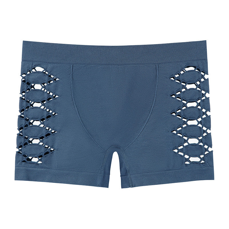 Hollow Sexy Seamless Panties Women Fitness Ladies Mid Waist Boxer Briefs Comfortable Breathable Shorts