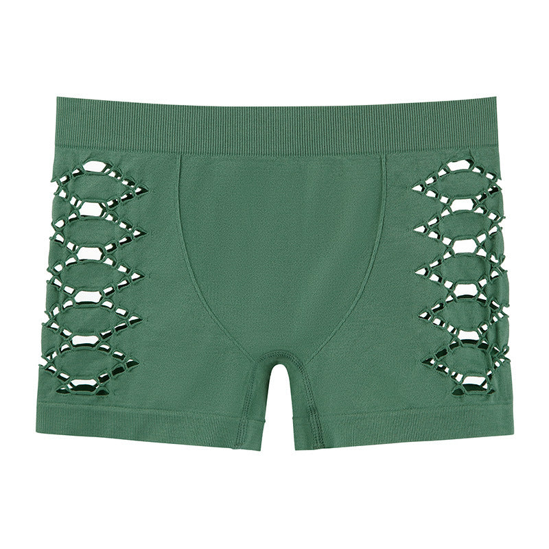 Hollow Sexy Seamless Panties Women Fitness Ladies Mid Waist Boxer Briefs Comfortable Breathable Shorts