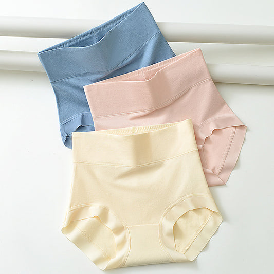 Long-staple cotton ladies panties female cotton high-waisted abdominal no trace breathable antibacterial large size