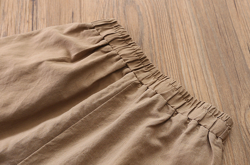 New cotton and linen women's pants, loose and versatile, slim sand-washed linen bloomers