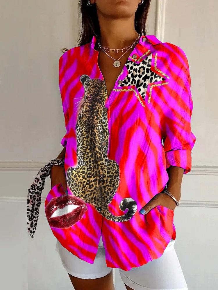 Summer Trend Long Sleeve Shirt Flower Pattern Print 3D Shirt