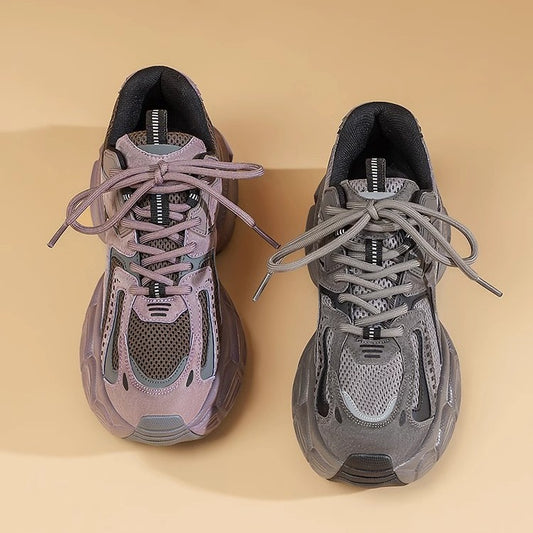 2025 spring and summer new hundred matching thick bottom heightening lightweight breathable mesh shoes