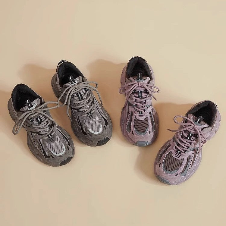 2025 spring and summer new hundred matching thick bottom heightening lightweight breathable mesh shoes