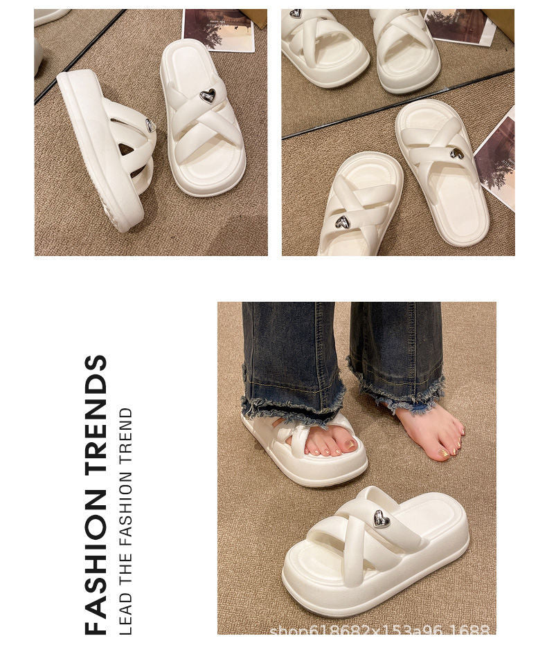 Summer thick bottom 6.0CM love slippers anti-slip and anti-odor