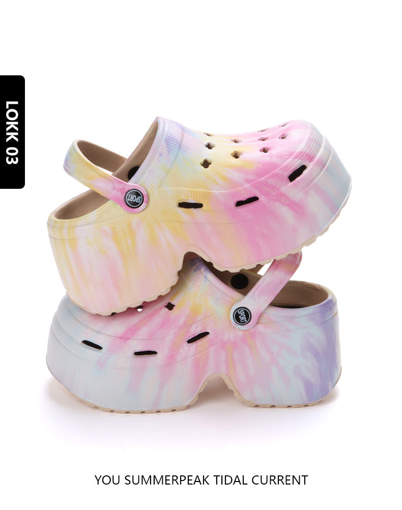 9cm Thick Bottom Cave Shoes Women's High Heeled Sandals Slippers Muffin Garden Shoes