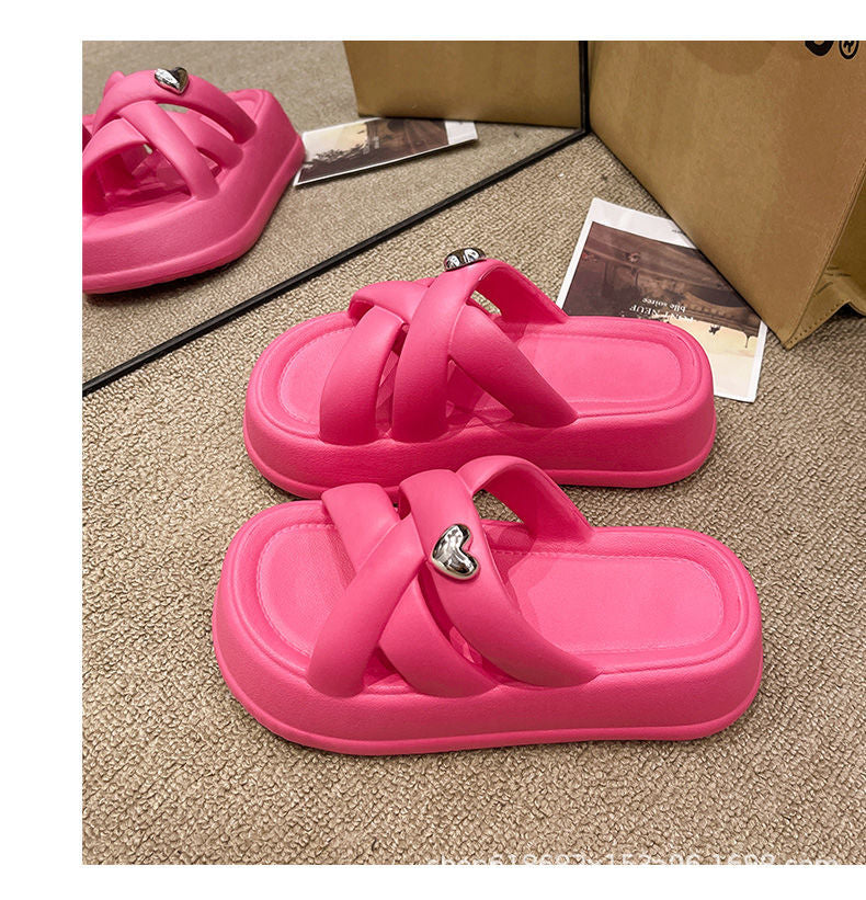 Summer thick bottom 6.0CM love slippers anti-slip and anti-odor