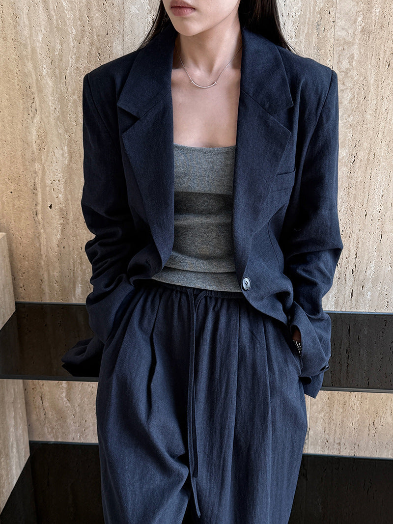 Senior sense of wear linen suit jacket women 2025 spring cotton linen small suit