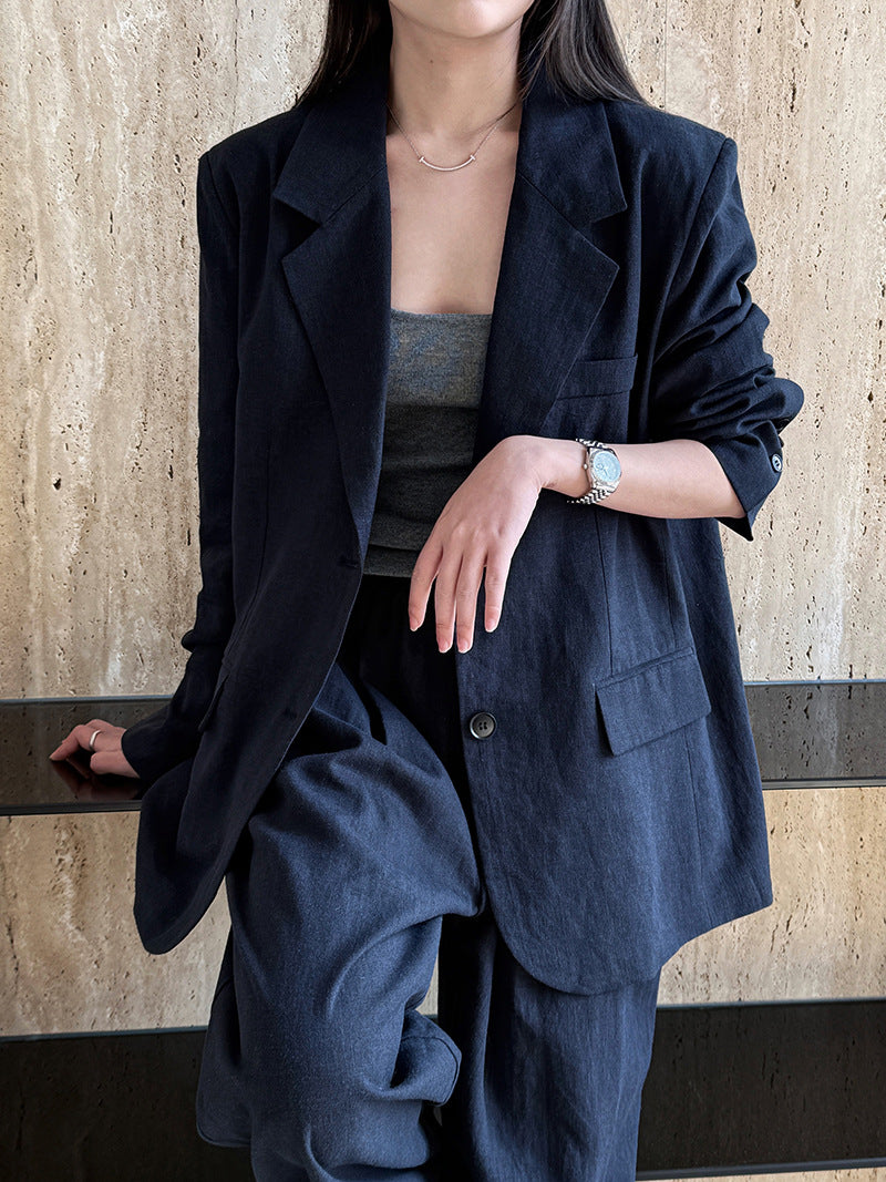 Senior sense of wear linen suit jacket women 2025 spring cotton linen small suit