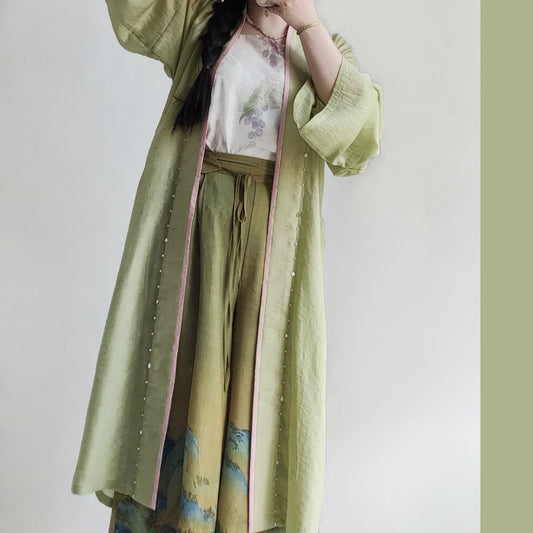 2025 New Royal Silk casual fashion long top long robe breathable sunscreen models top