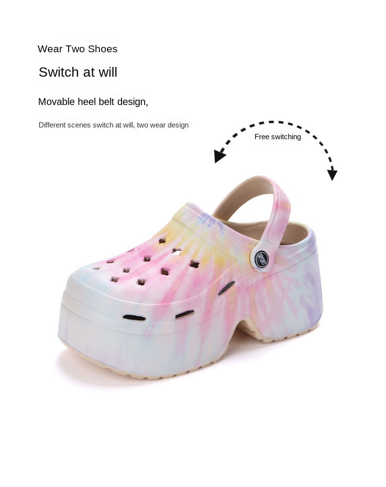 9cm Thick Bottom Cave Shoes Women's High Heeled Sandals Slippers Muffin Garden Shoes