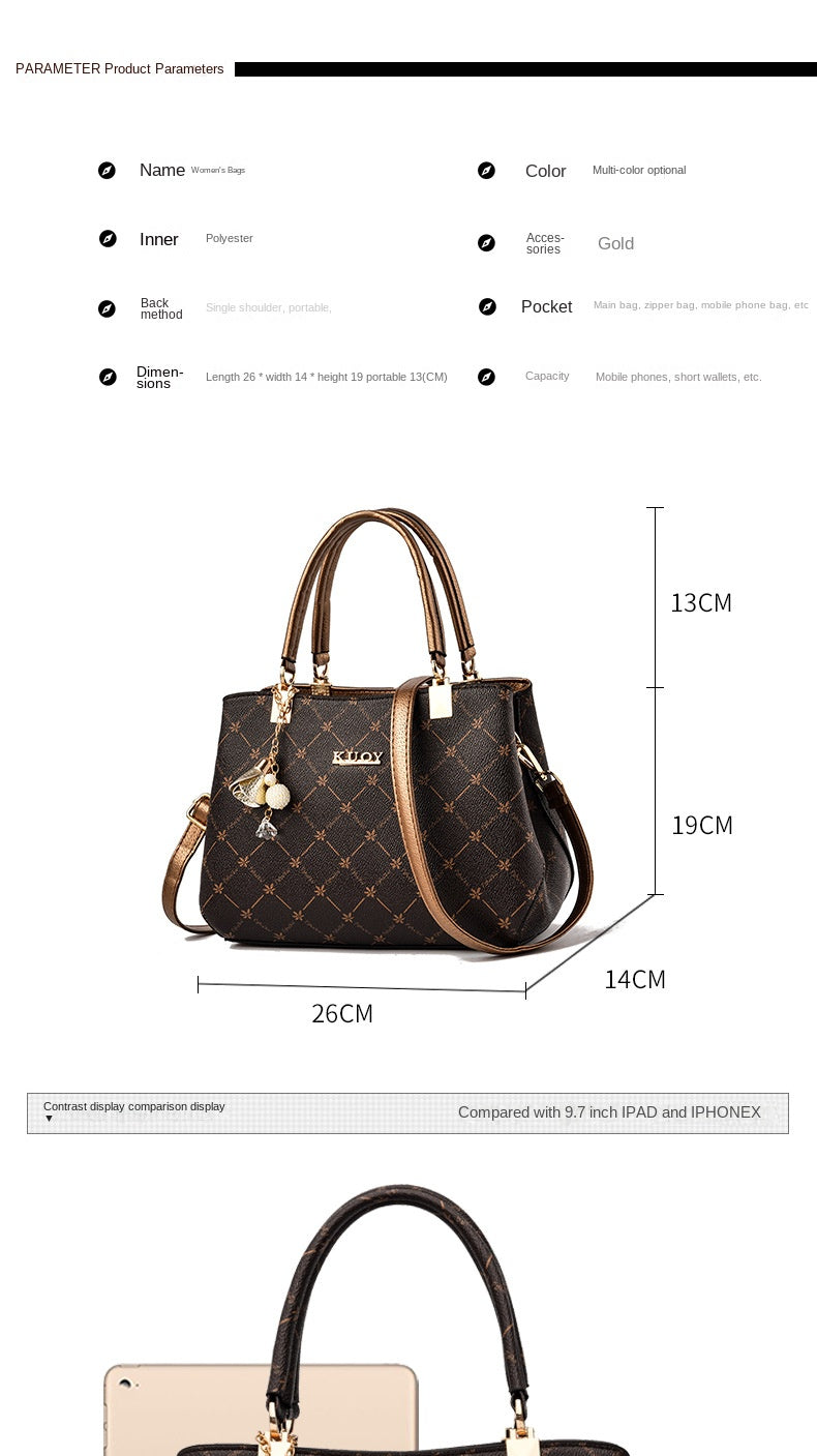 2025 new bag large capacity female handbag atmospheric single shoulder crossbody bag