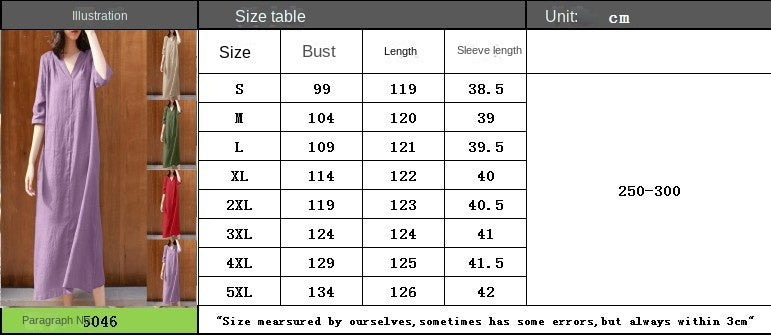 New Women's V-Neck Mid-Sleeve Cotton Dresses